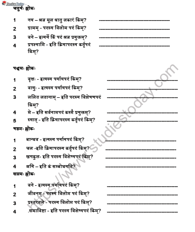 CBSE Class 10 Sanskrit Worksheet Set D